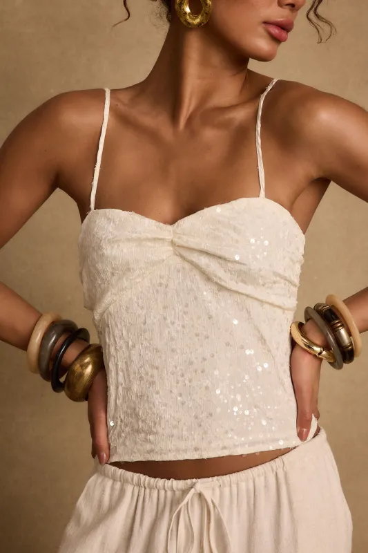 Silvia Ivory Sequin Top sold by 12th Tribe