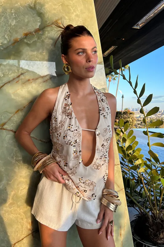 Sunset Ivory Halter Top sold by 12th Tribe