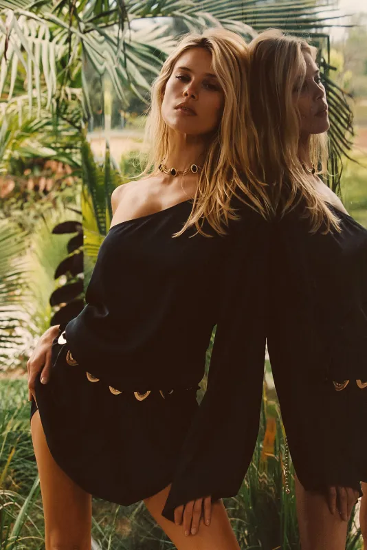 Calor Black Off Shoulder Mini Dress sold by 12th Tribe