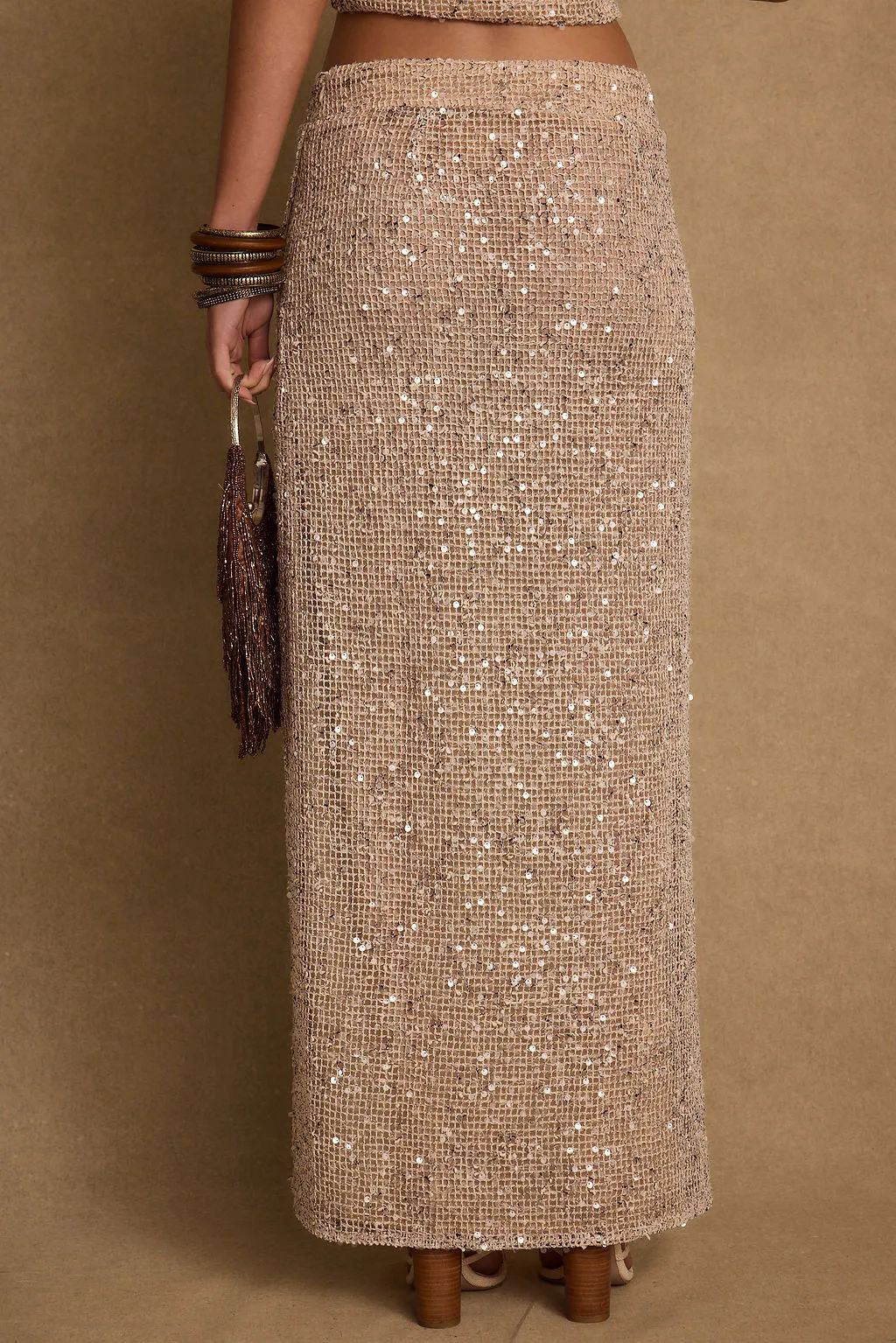 Ibiza Champagne Sequin Maxi Skirt sold by 12th Tribe product image thumbnail 3