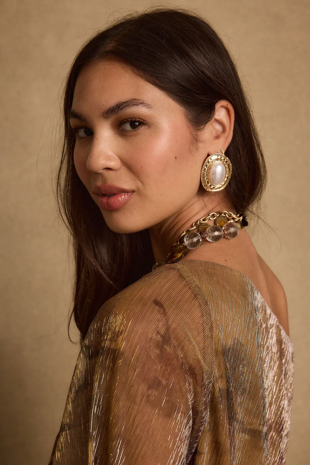 Bailey Gold and Pearl Statement Earrings sold by 12th Tribe