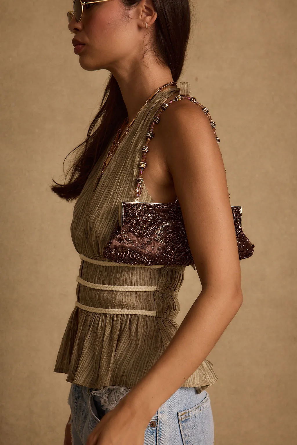 Franca Olive Striped Halter Top sold by 12th Tribe product image thumbnail 4