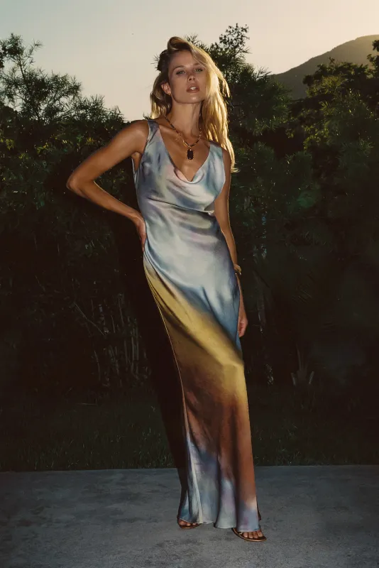 Dolce Golden Ombre Cowl Neck Maxi Dress sold by 12th Tribe