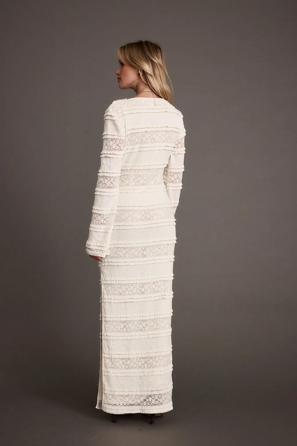 Melrose Ivory Long Sleeve Lace Maxi Dress sold by 12th Tribe product image thumbnail 2
