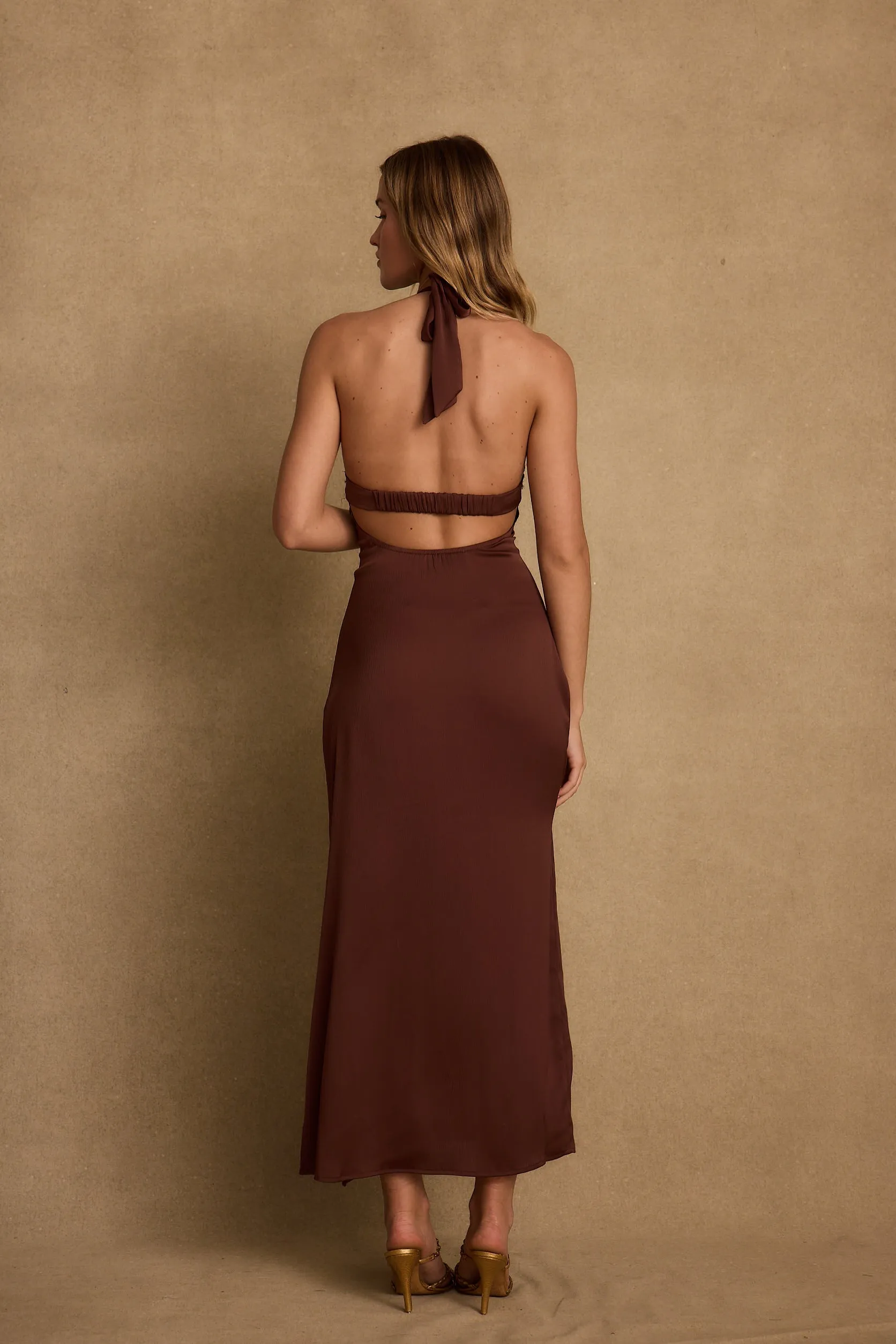 Vanessa Espresso Satin Midi Dress sold by 12th Tribe product image thumbnail 2