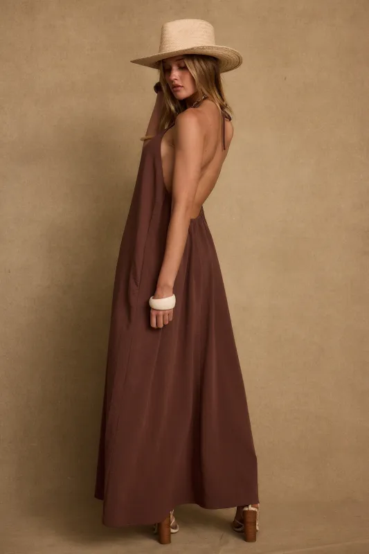 Sanctuary Mocha Linen Maxi Dress sold by 12th Tribe