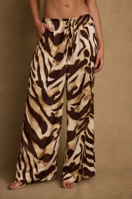 Clear Breeze Mocha Zebra Satin Pants sold by 12th Tribe