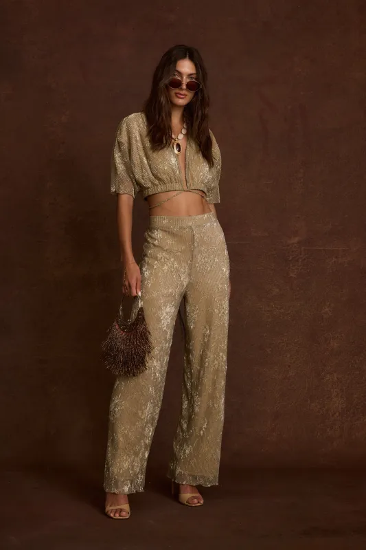 Kaia Gold Metallic Crop Top sold by 12th Tribe