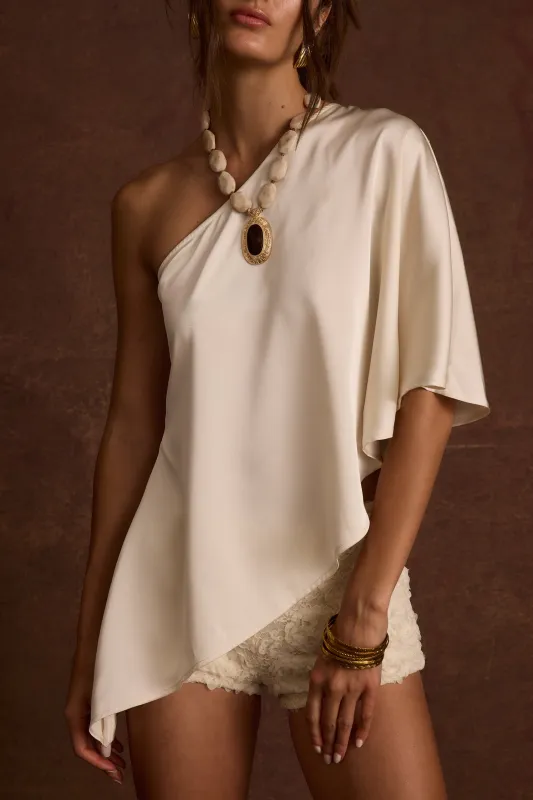 Anya Ivory One Shoulder Top sold by 12th Tribe