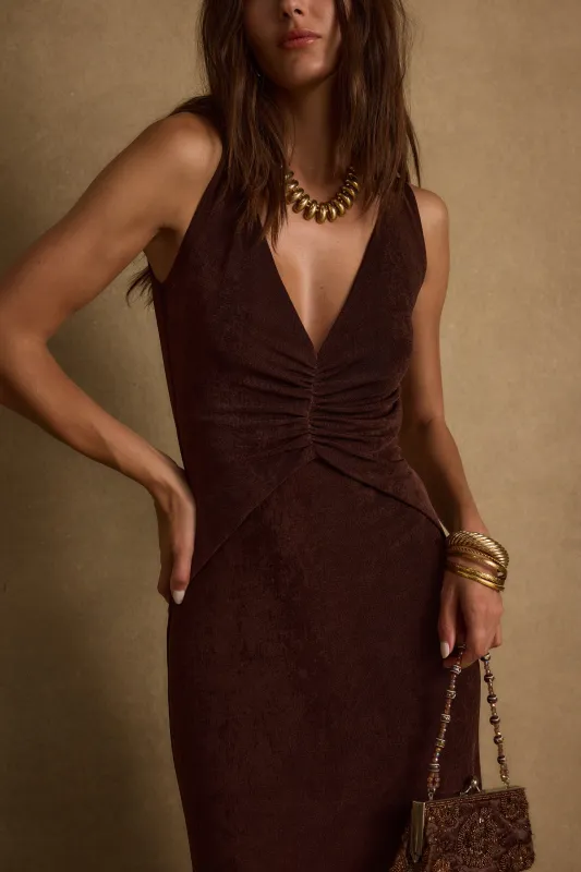 Reese Espresso Slinky Maxi Dress sold by 12th Tribe
