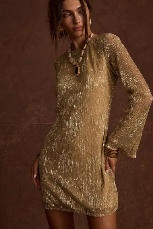 Tate Gold Mini Dress made by 12th Tribe