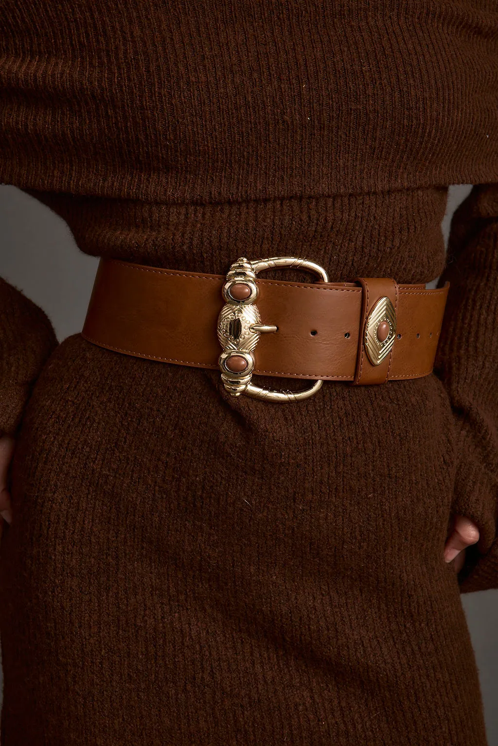 Suncrest Gold and Brown Statement Belt sold by 12th Tribe