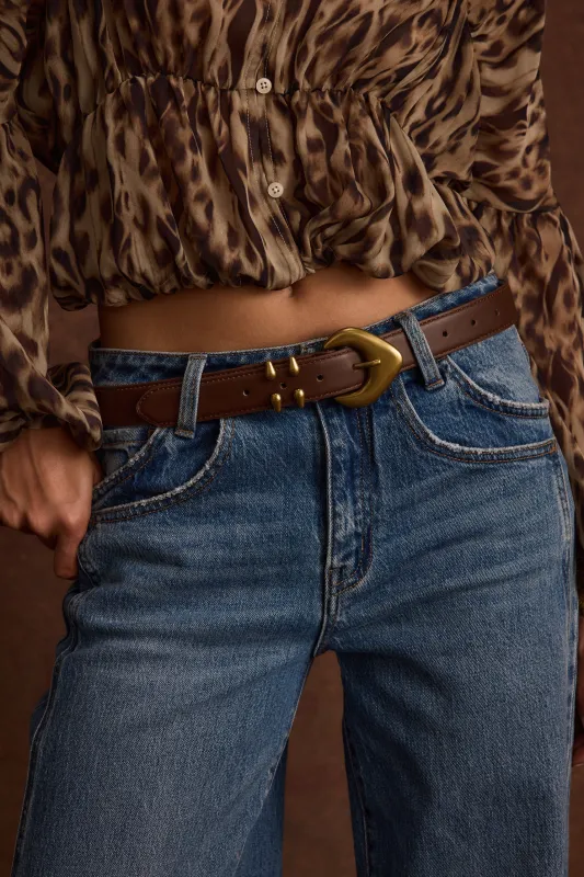 Bradbury Brown and Gold Vegan Leather Belt sold by 12th Tribe