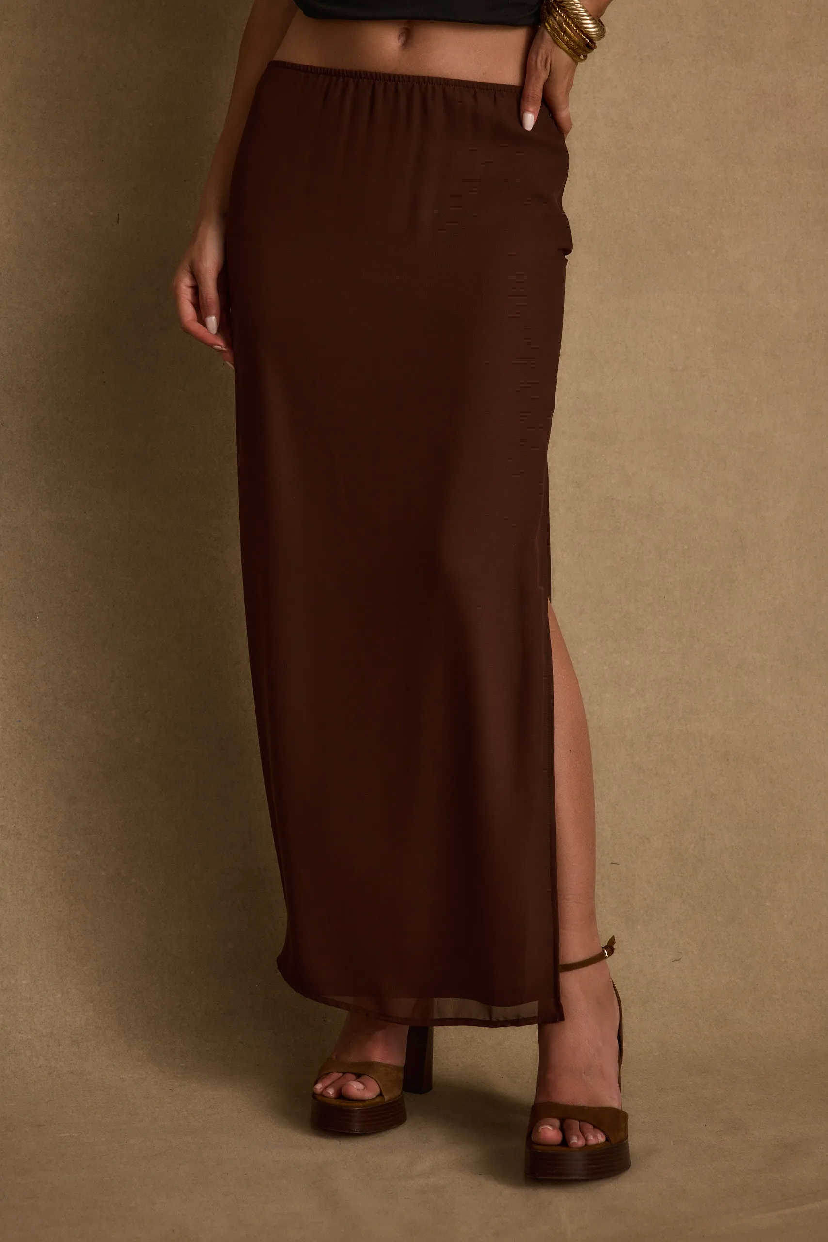 Layla Mocha Maxi Skirt sold by 12th Tribe product image thumbnail 5