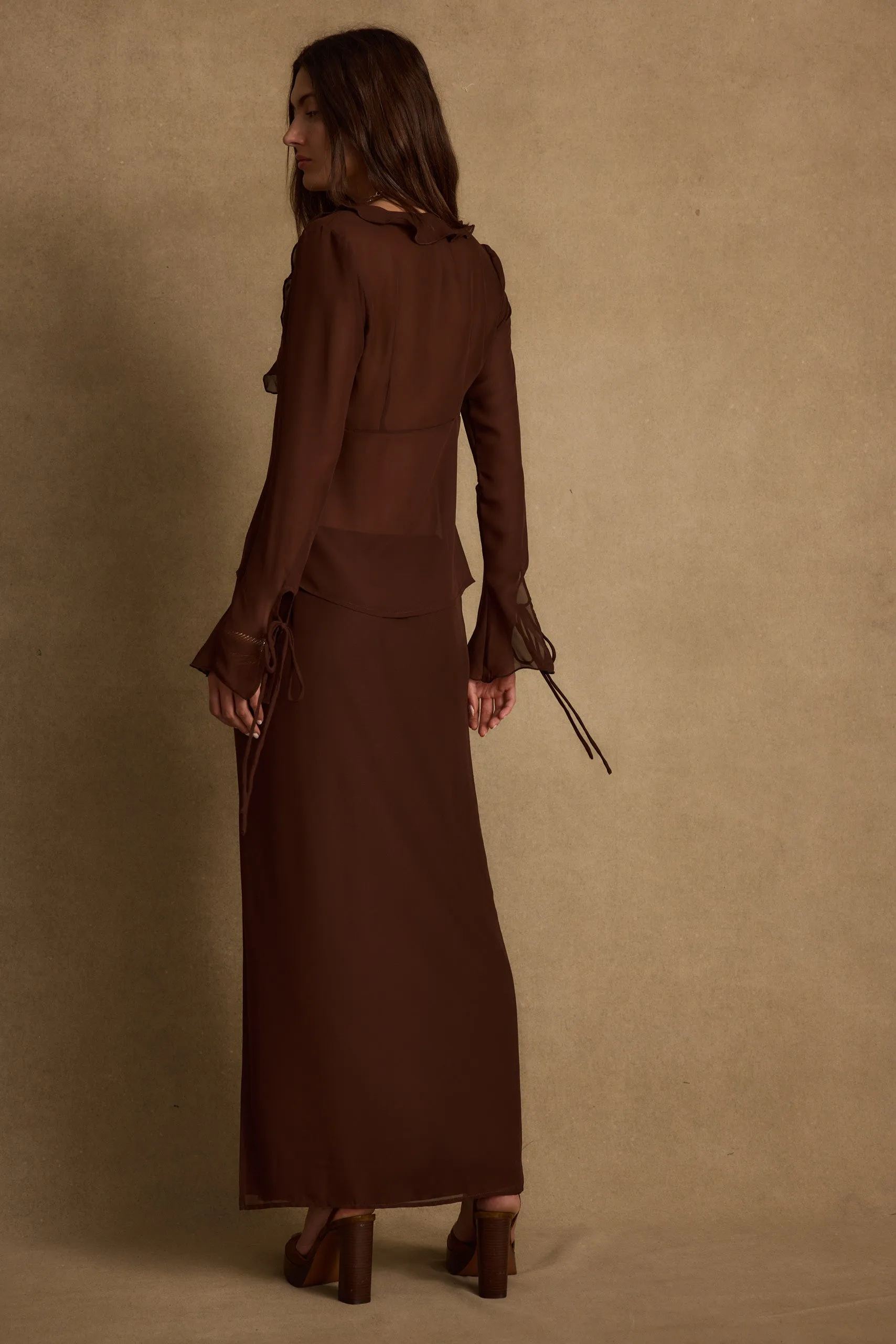 Layla Mocha Maxi Skirt sold by 12th Tribe product image thumbnail 3