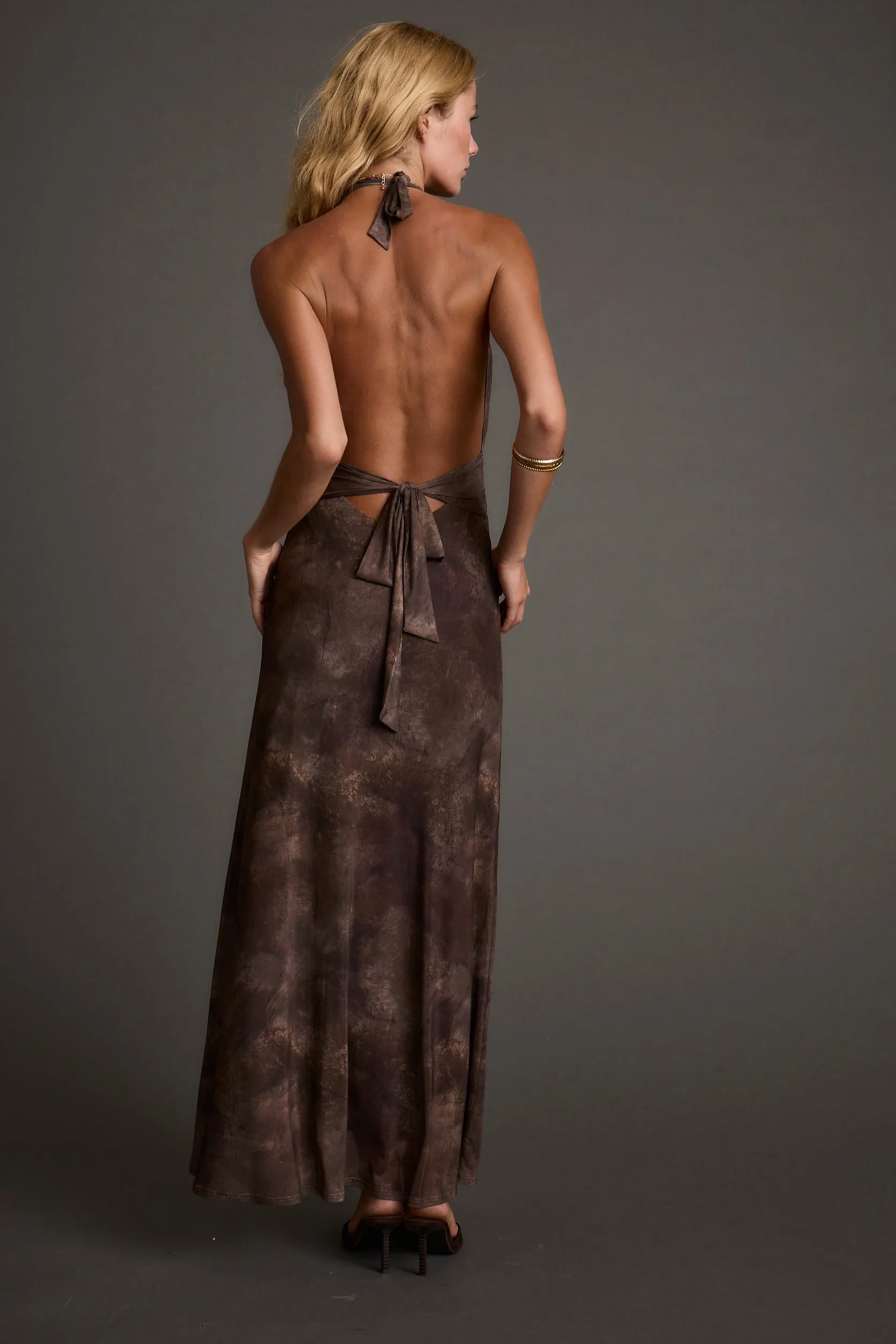 Rosalia Brown Mesh Maxi Dress sold by 12th Tribe product image thumbnail 2