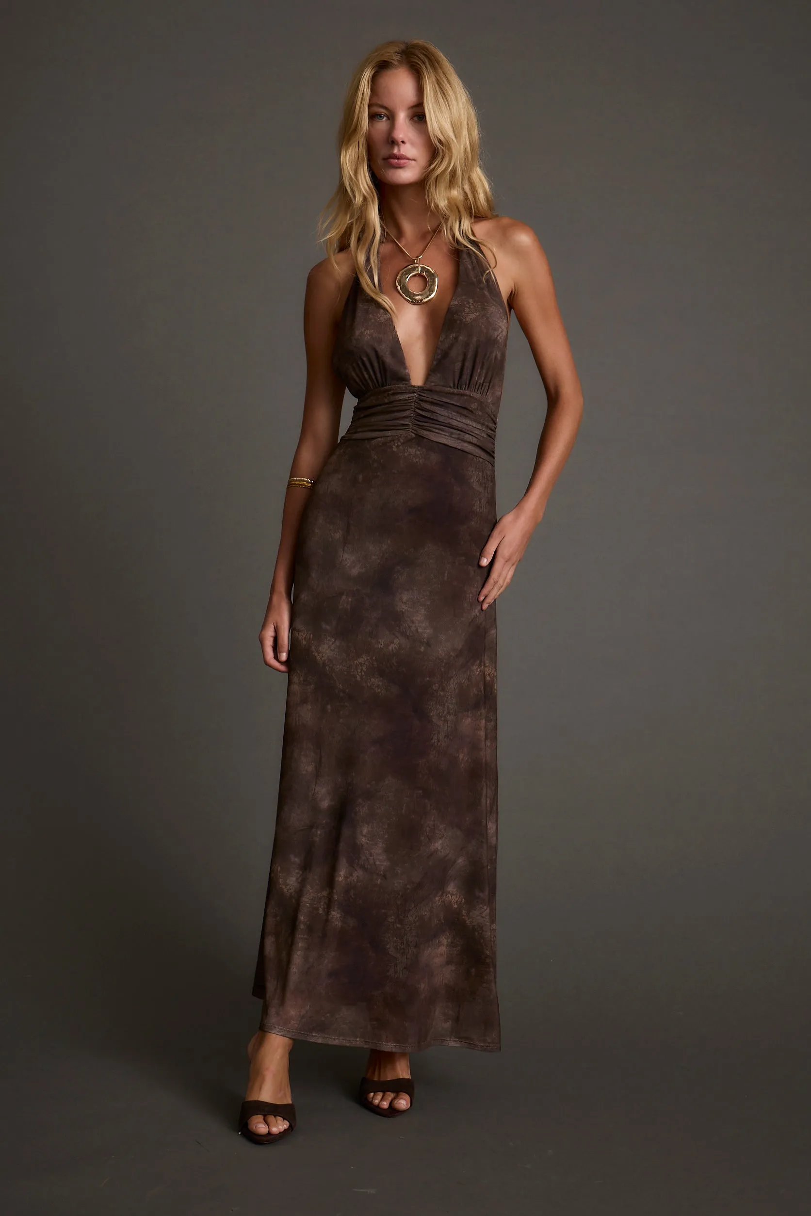 Rosalia Brown Mesh Maxi Dress sold by 12th Tribe product image thumbnail 4