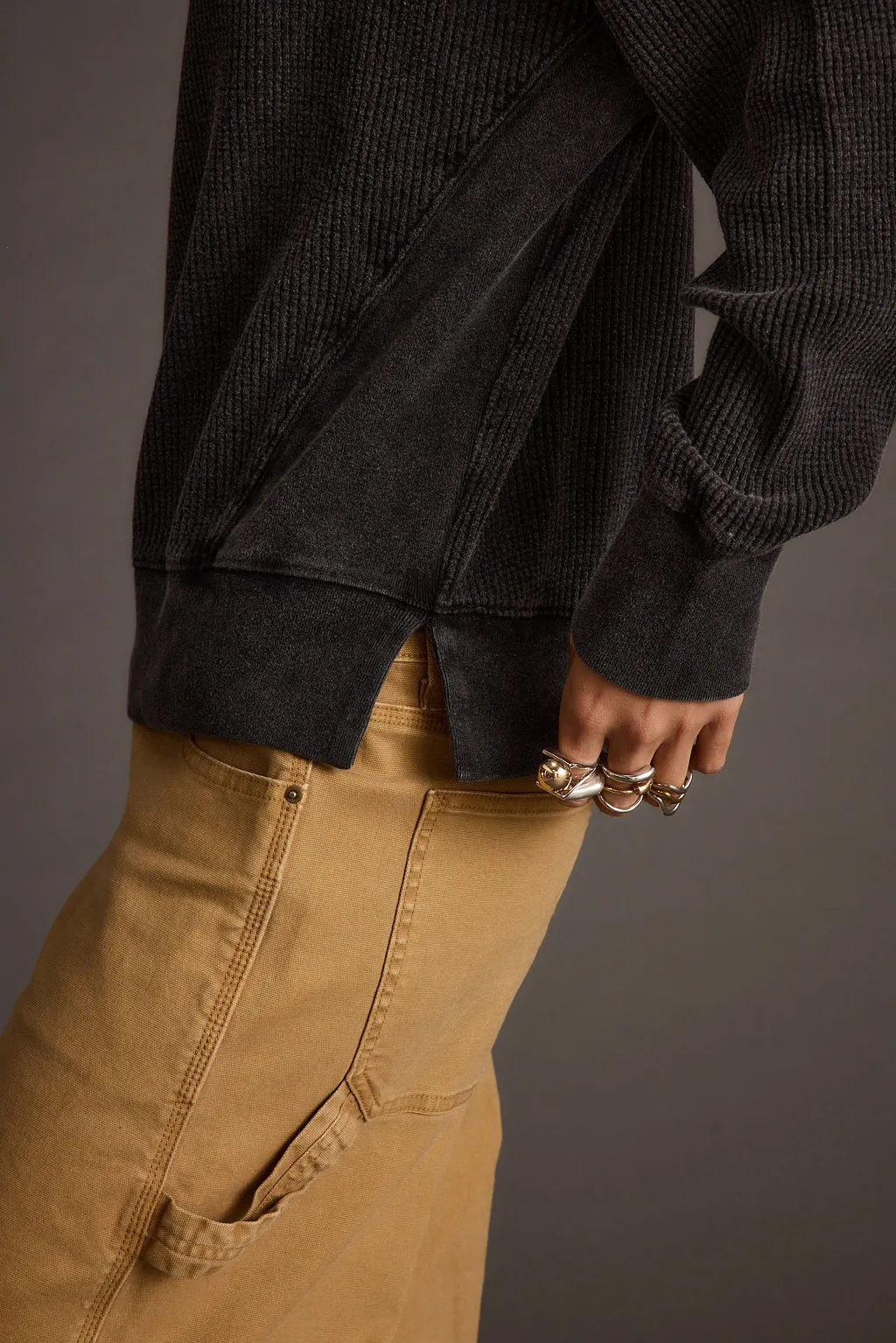 Not Your Ex's Washed Black Waffle Knit Top sold by 12th Tribe product image thumbnail 3