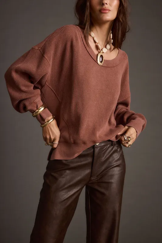 Not Your Ex's Rust Waffle Knit Top made by HYFVE