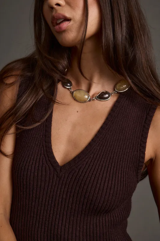 Myra Gold and Stone Statement Necklace sold by 12th Tribe