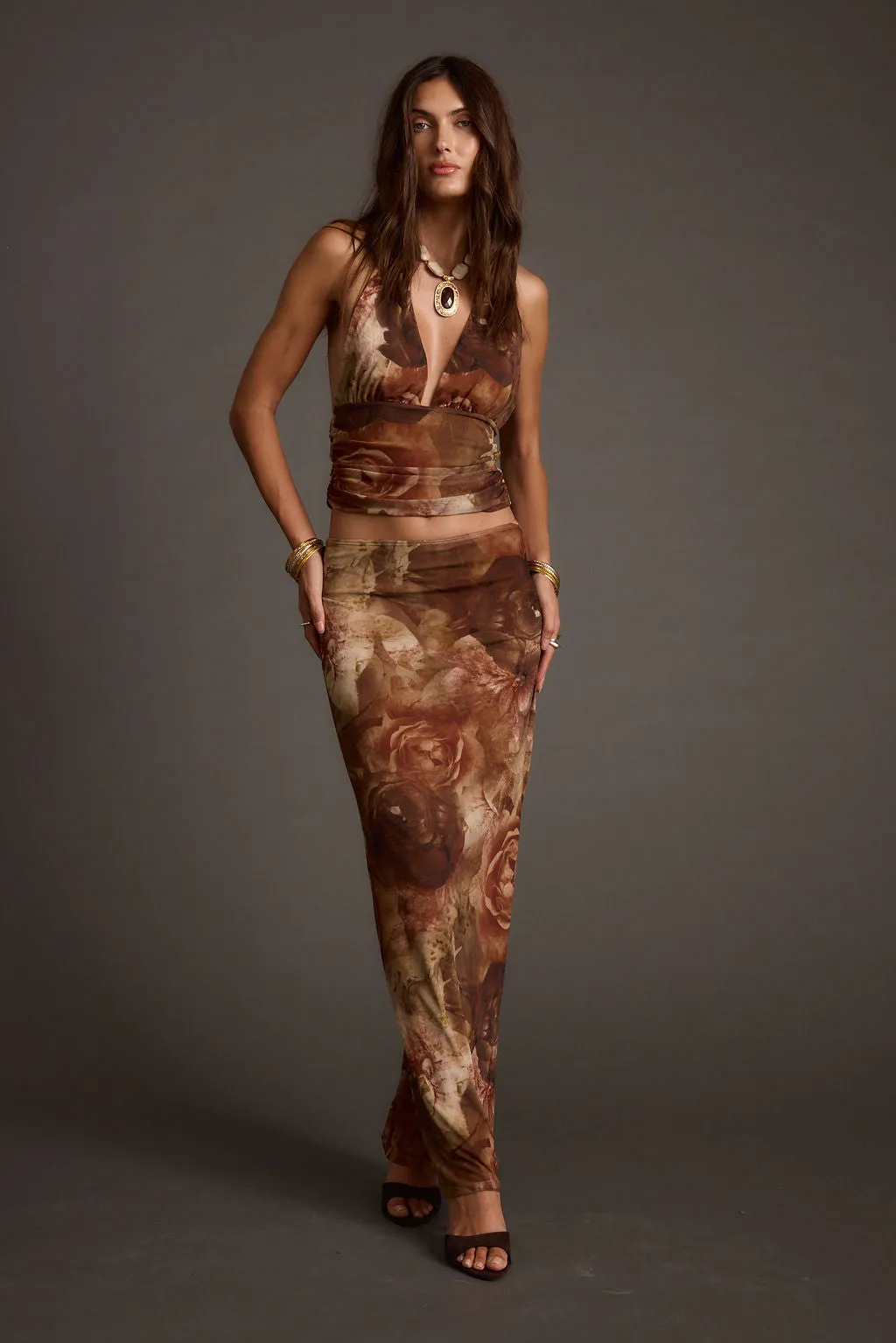 Julia Floral Mesh Maxi Skirt sold by 12th Tribe product image thumbnail 4