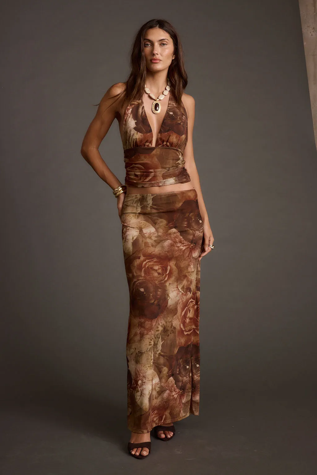 Julia Floral Mesh Maxi Skirt sold by 12th Tribe product image thumbnail 2