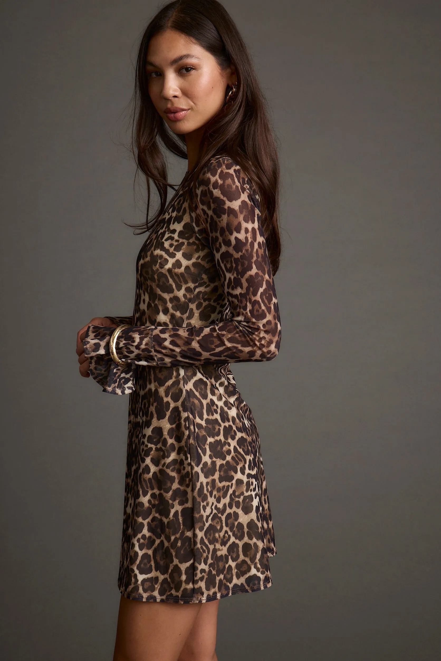 Tatum Leopard Mesh Mini Dress sold by 12th Tribe product image thumbnail 3