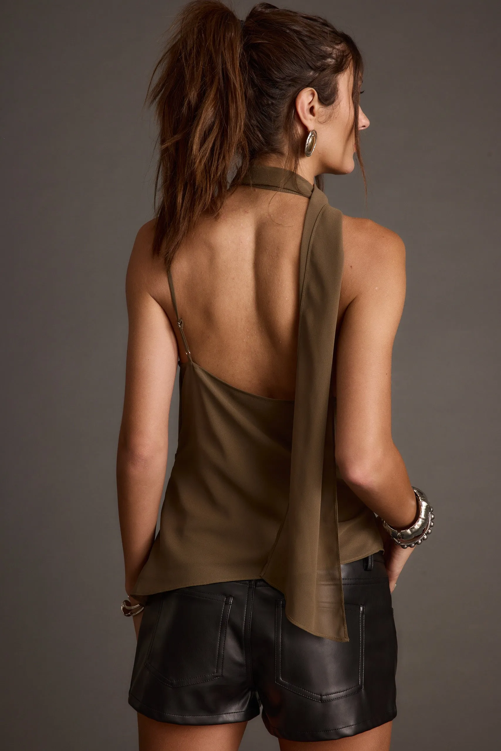 Jessika Taupe Chiffon Scarf Top sold by 12th Tribe product image thumbnail 5