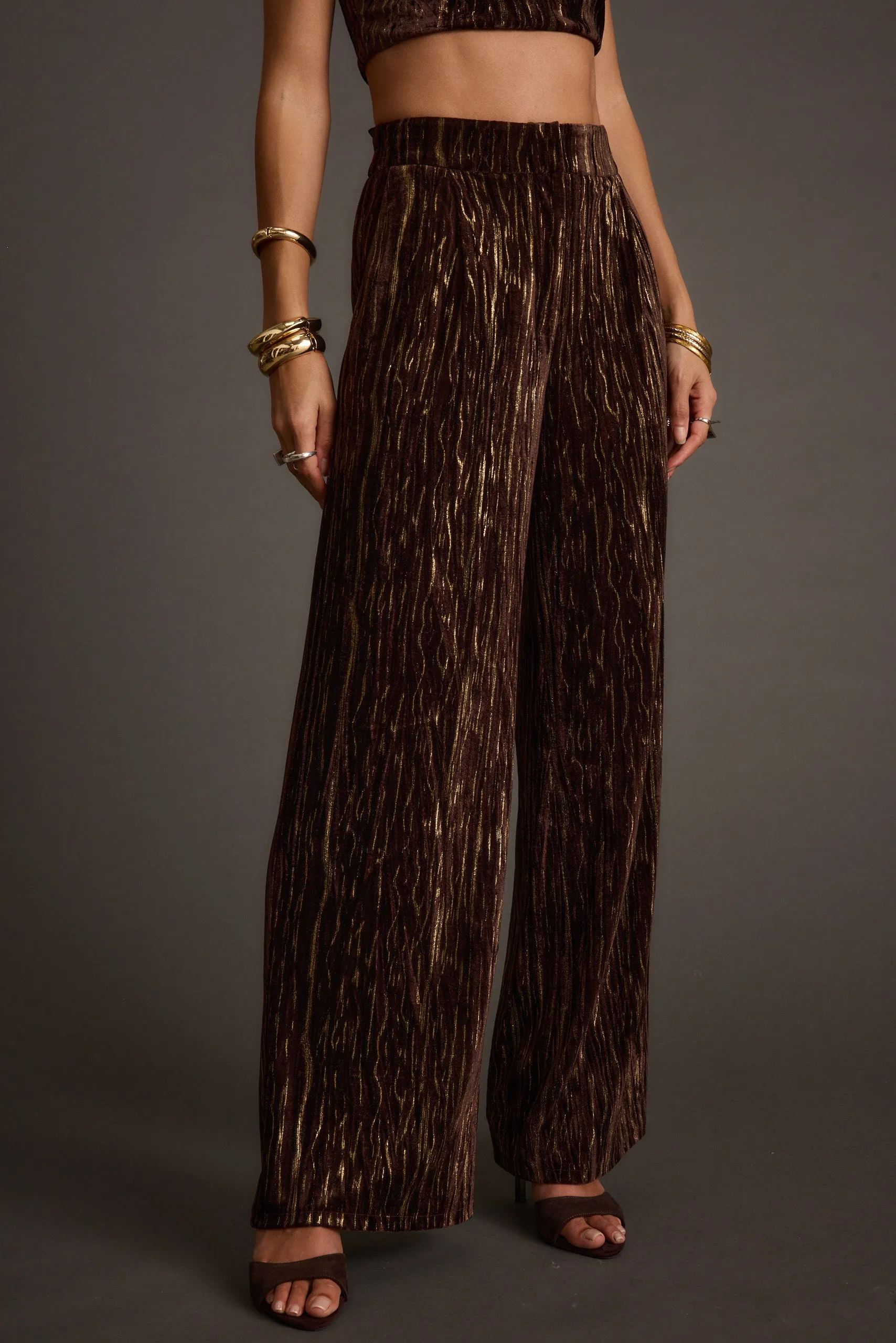 Rhea Espresso Velvet Trousers sold by 12th Tribe product image thumbnail 2