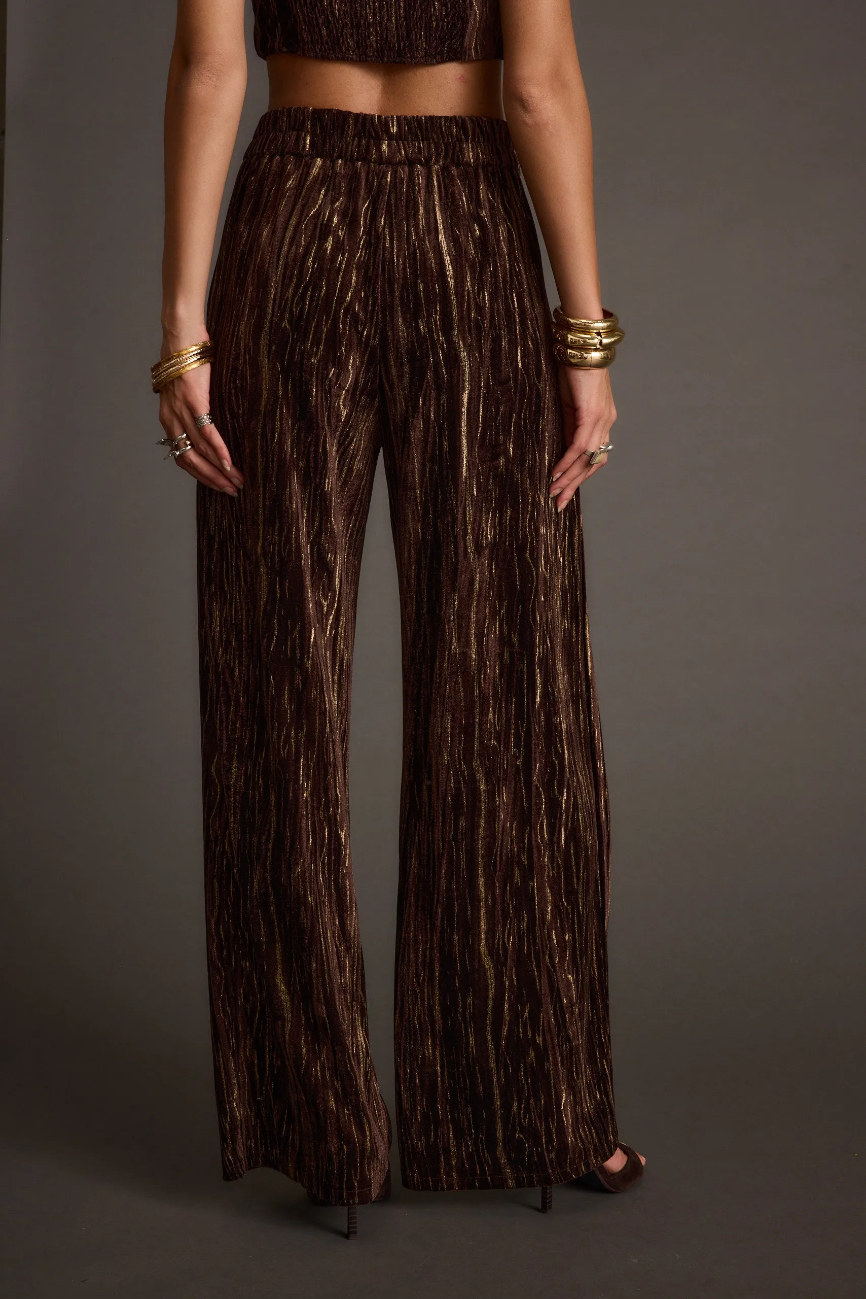 Rhea Espresso Velvet Trousers sold by 12th Tribe product image thumbnail 4