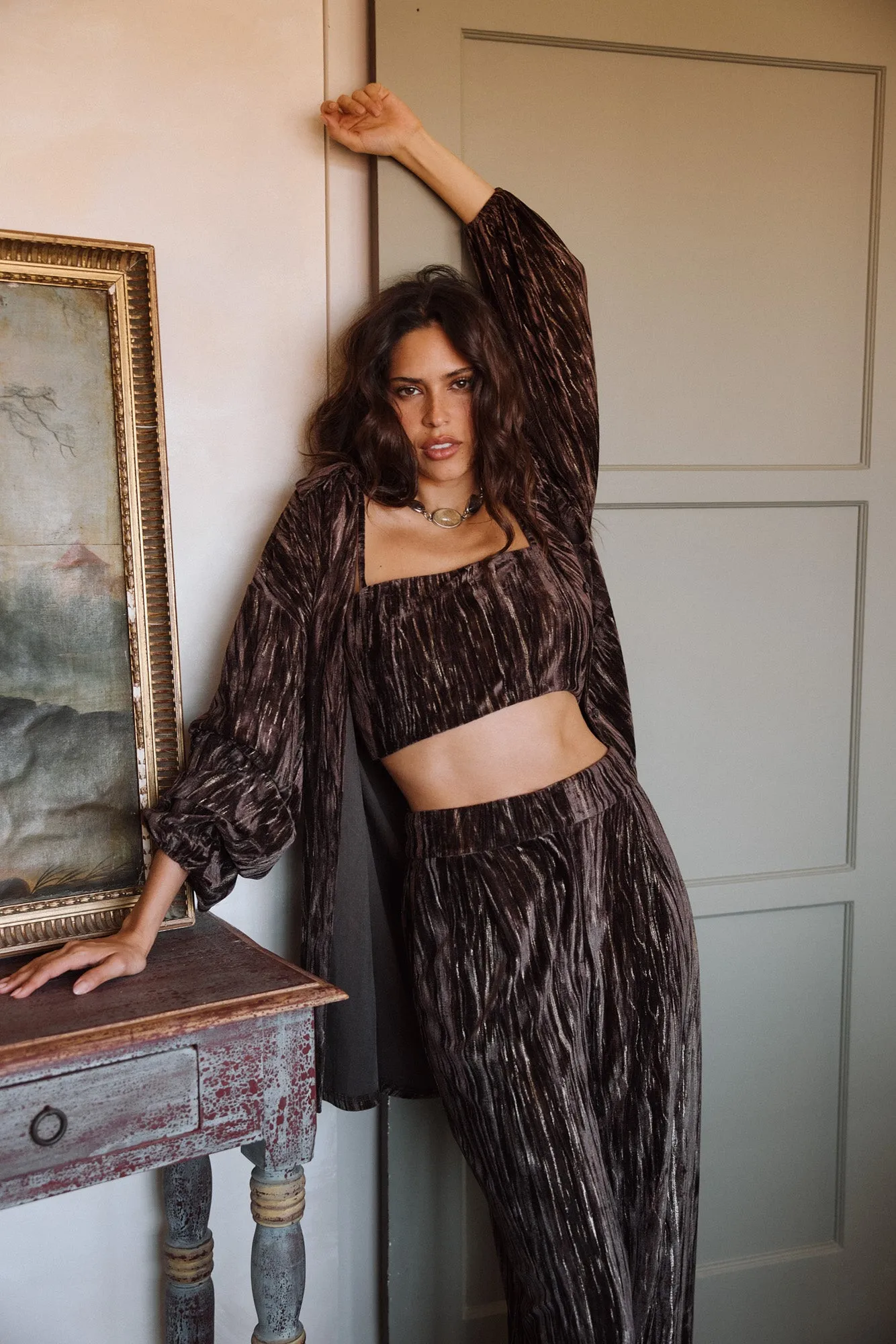 Rhea Espresso Velvet Crop Top sold by 12th Tribe product image thumbnail 2