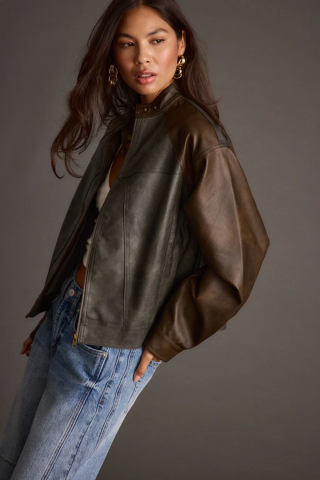 Bowery Color Block Moto Jacket sold by 12th Tribe product image thumbnail 5