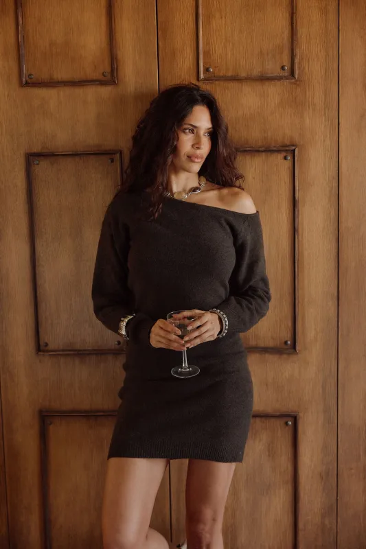 Margaret Mocha Sweater Mini Dress sold by 12th Tribe