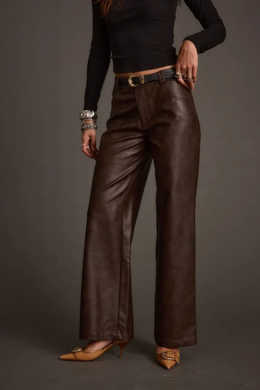 Kennedy Espresso Vegan Leather Pants sold by 12th Tribe
