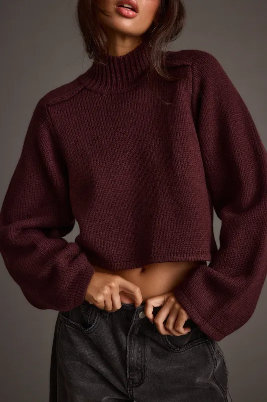 Arden Plum Cropped Sweater made by 12th Tribe