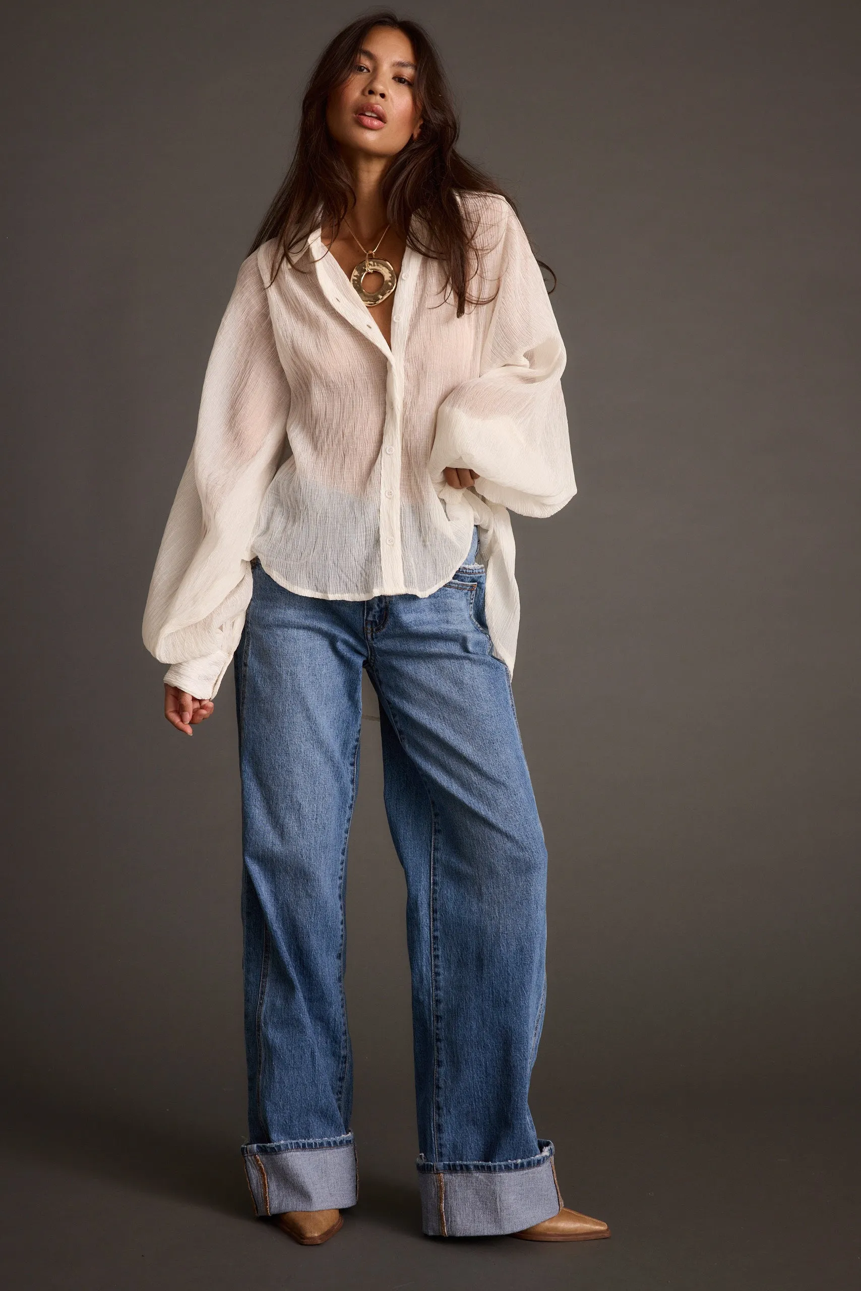 Claudia Ivory Oversized Blouse sold by 12th Tribe product image thumbnail 4