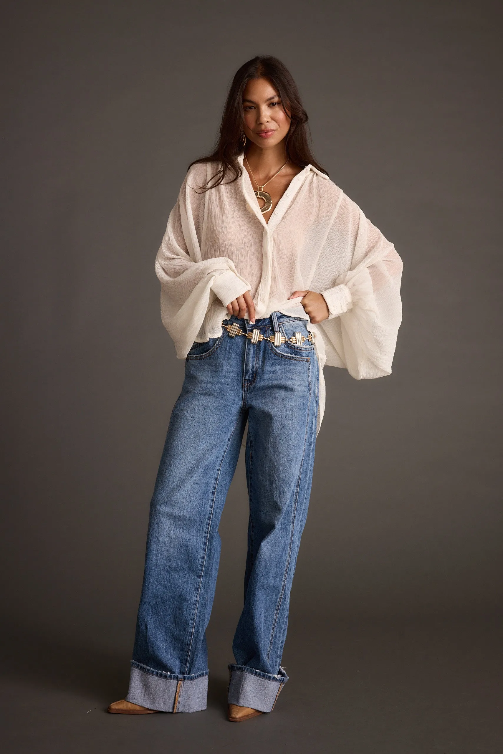 Claudia Ivory Oversized Blouse sold by 12th Tribe product image thumbnail 5