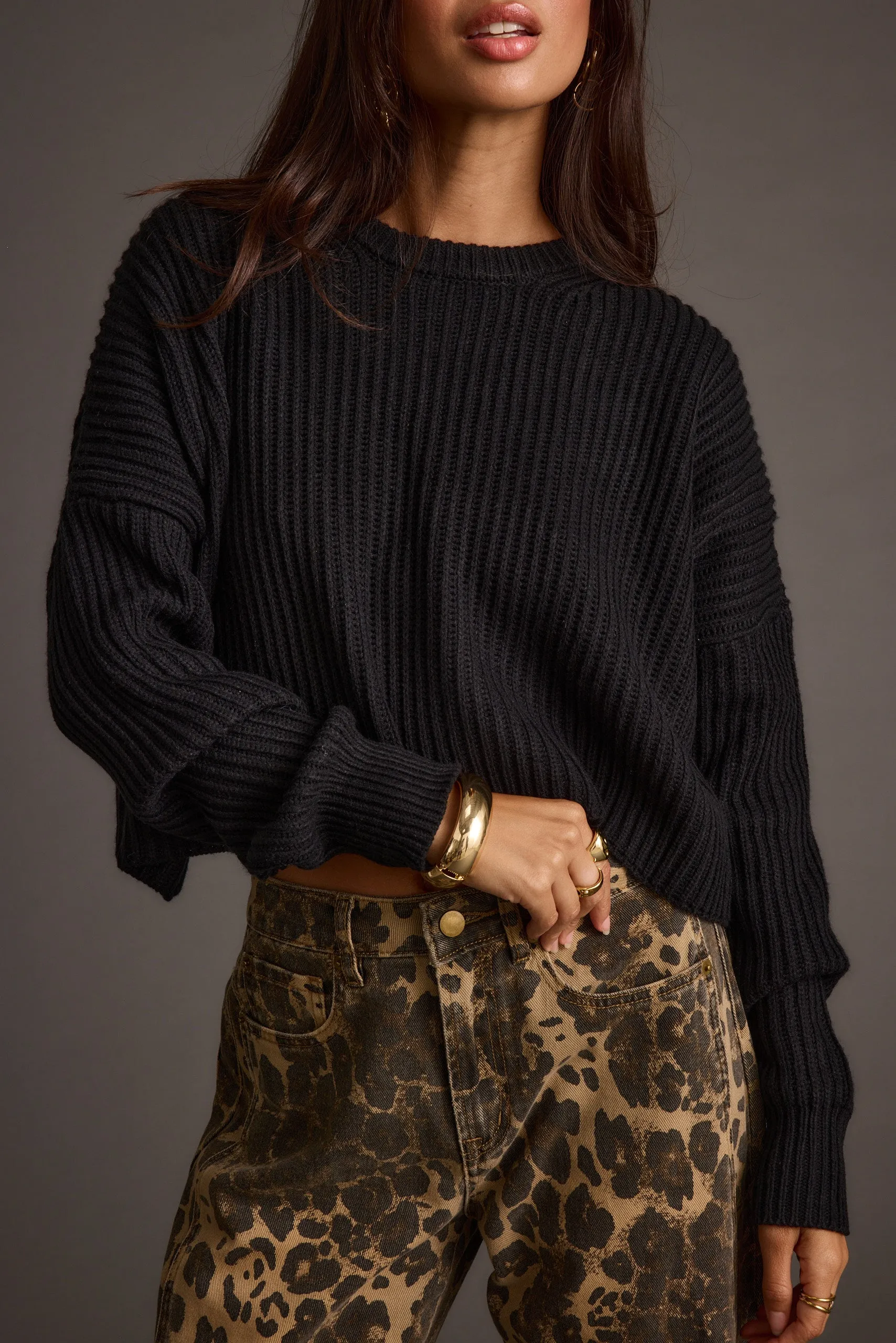 Maxine Black Cropped Sweater sold by 12th Tribe product image thumbnail 5