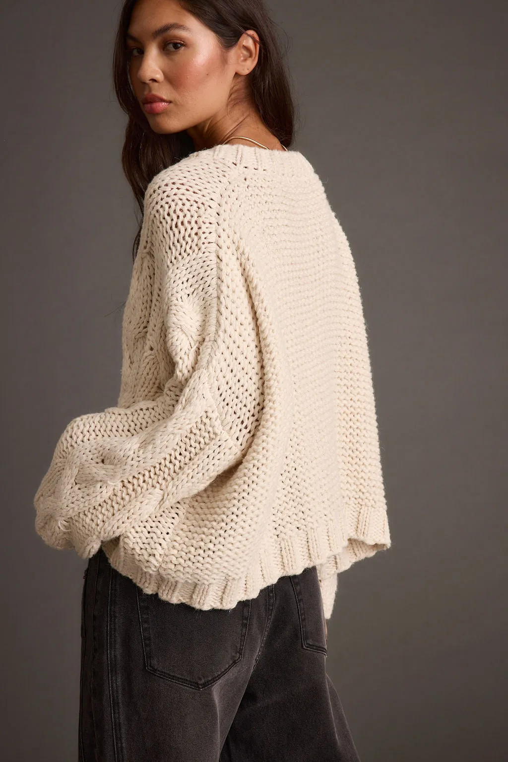 Remi Ivory Cable Knit Sweater sold by 12th Tribe product image thumbnail 3
