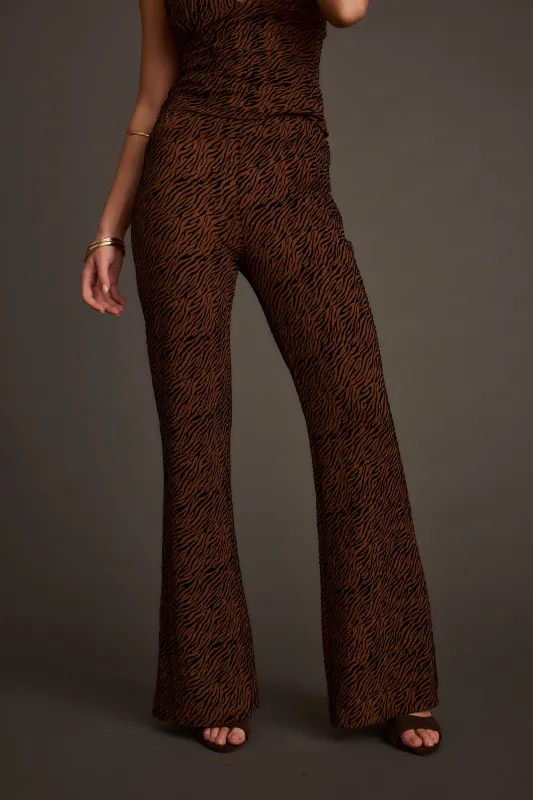 Silver Springs Cognac Zebra Flare Pants made by 12th Tribe