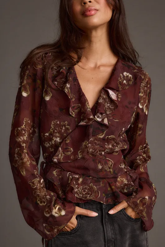 Dominique Plum Floral Blouse sold by 12th Tribe
