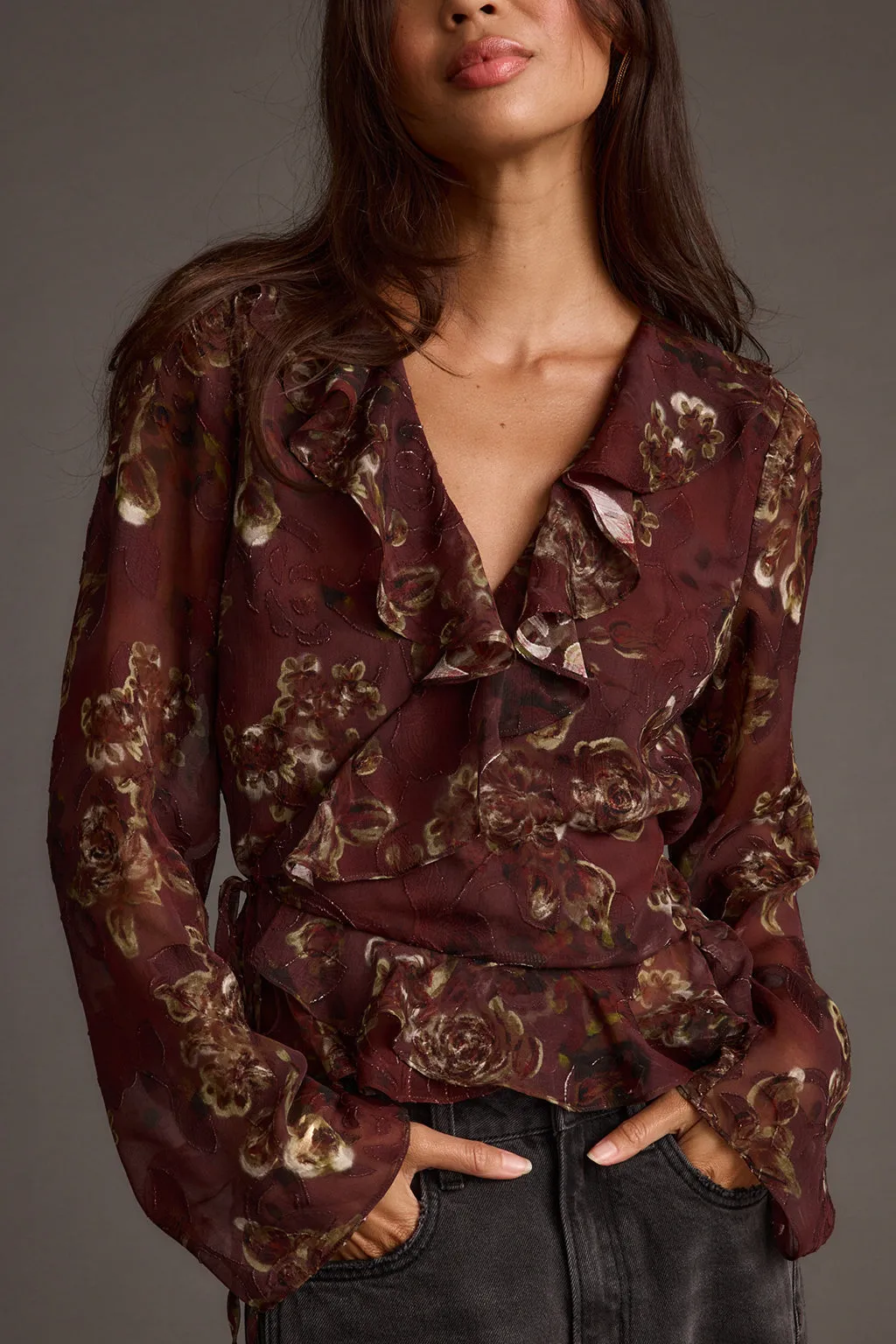 Dominique Plum Floral Blouse sold by 12th Tribe