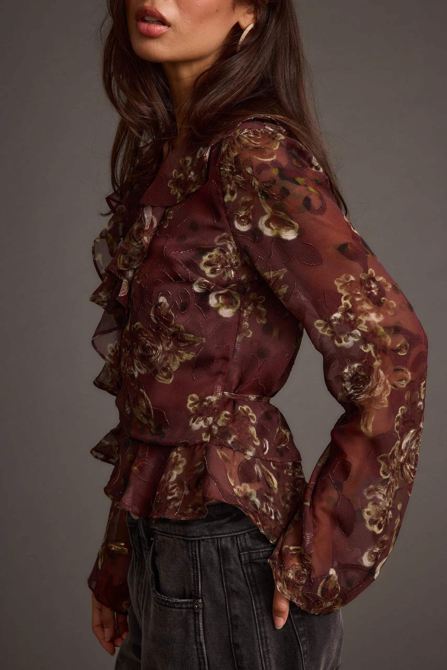 Dominique Plum Floral Blouse sold by 12th Tribe product image thumbnail 2