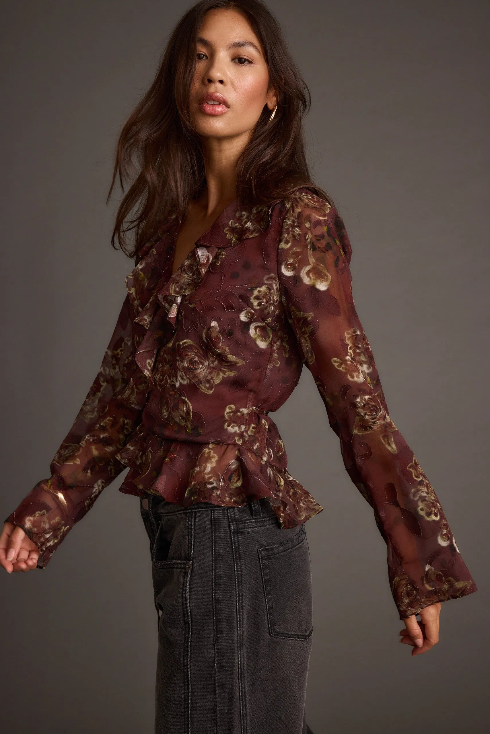 Dominique Plum Floral Blouse sold by 12th Tribe product image thumbnail 4