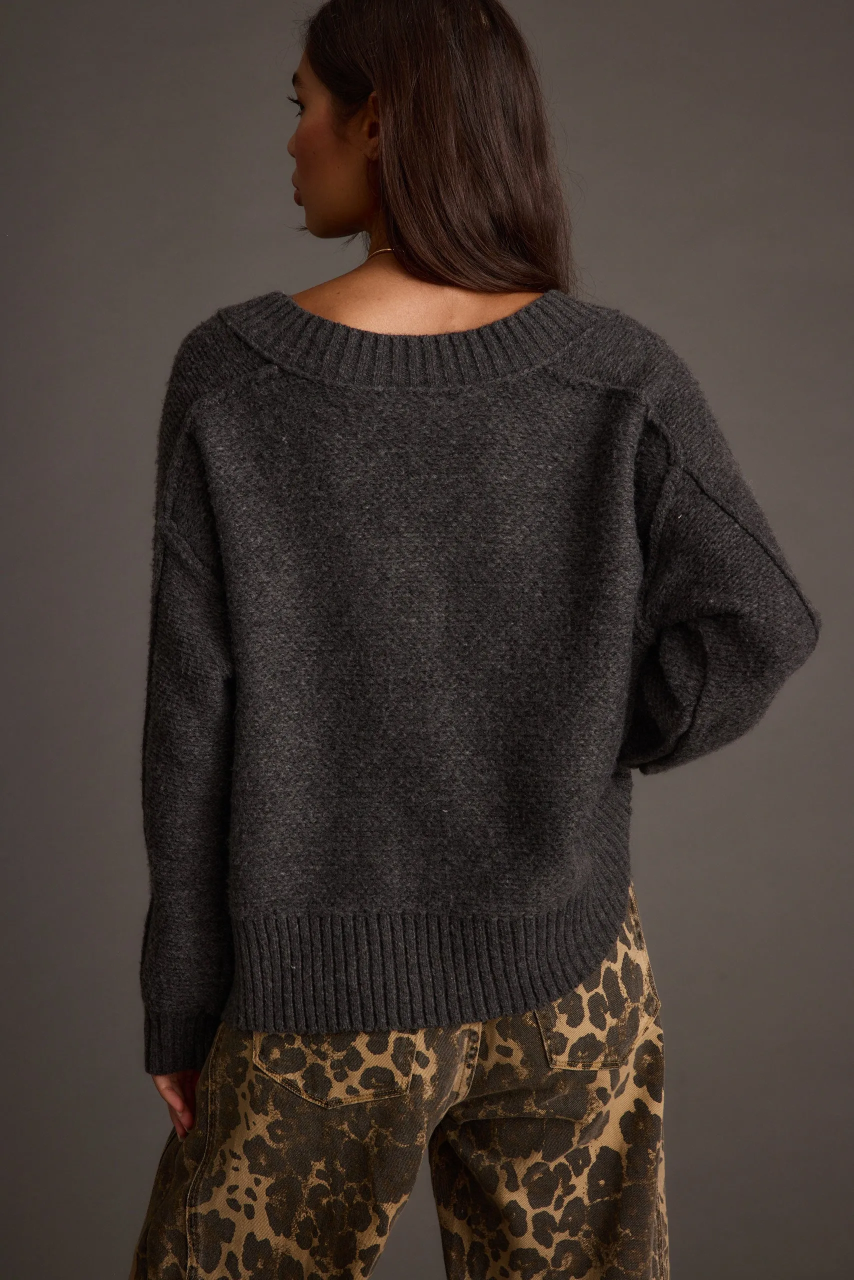 Colorado Charcoal V Neck Sweater sold by 12th Tribe product image thumbnail 3