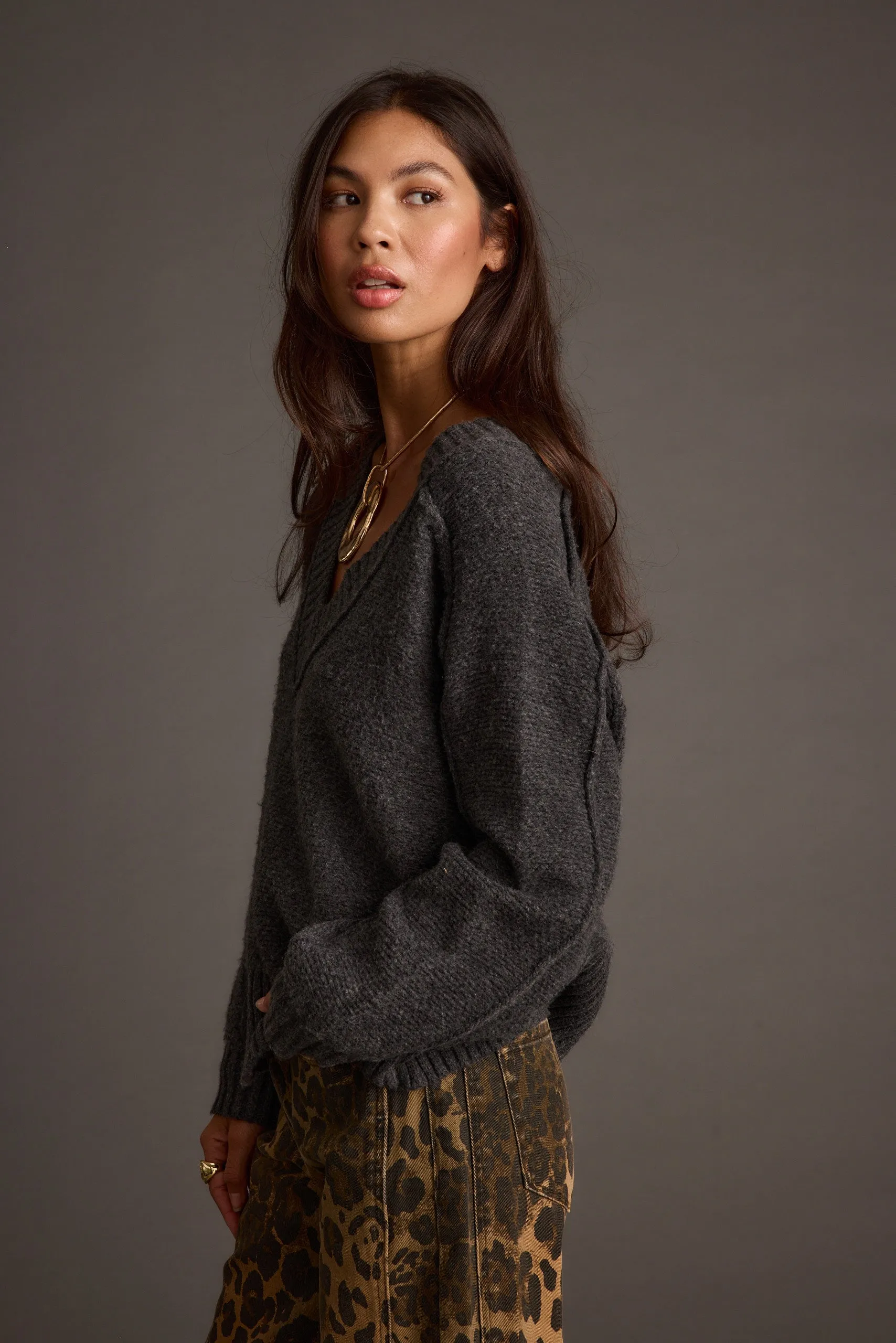 Colorado Charcoal V Neck Sweater sold by 12th Tribe product image thumbnail 2