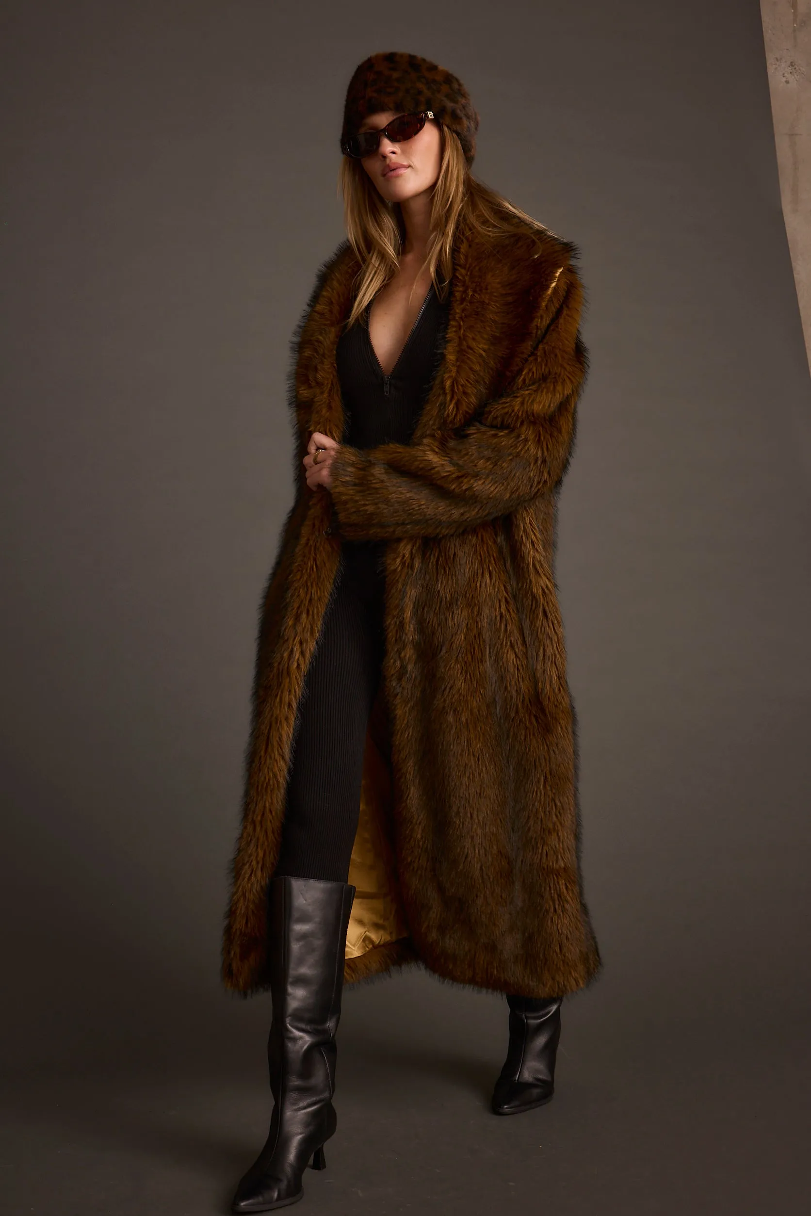 Manhattan Brown Faux Fur Coat sold by 12th Tribe product image thumbnail 2