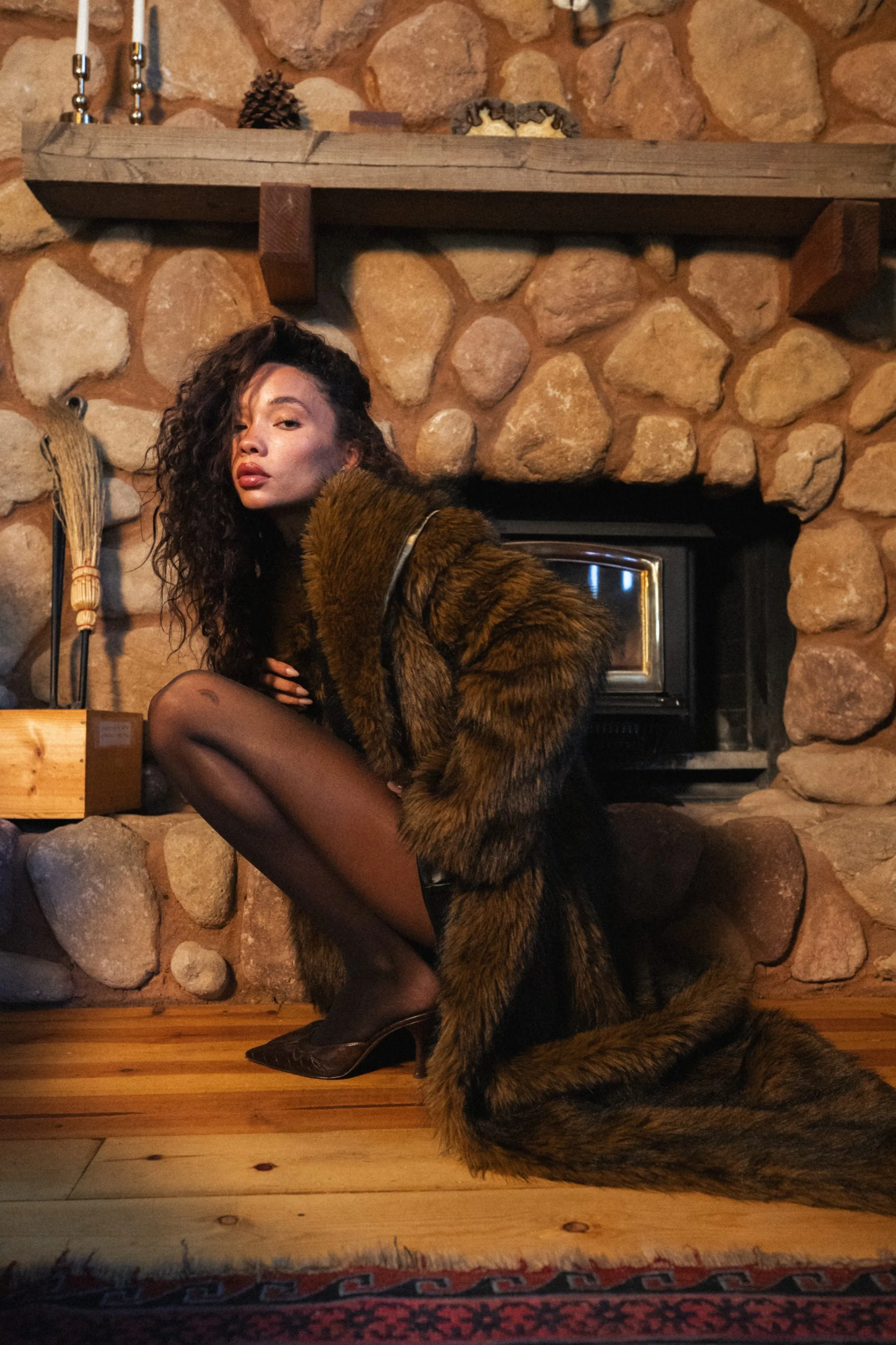 Manhattan Brown Faux Fur Coat sold by 12th Tribe