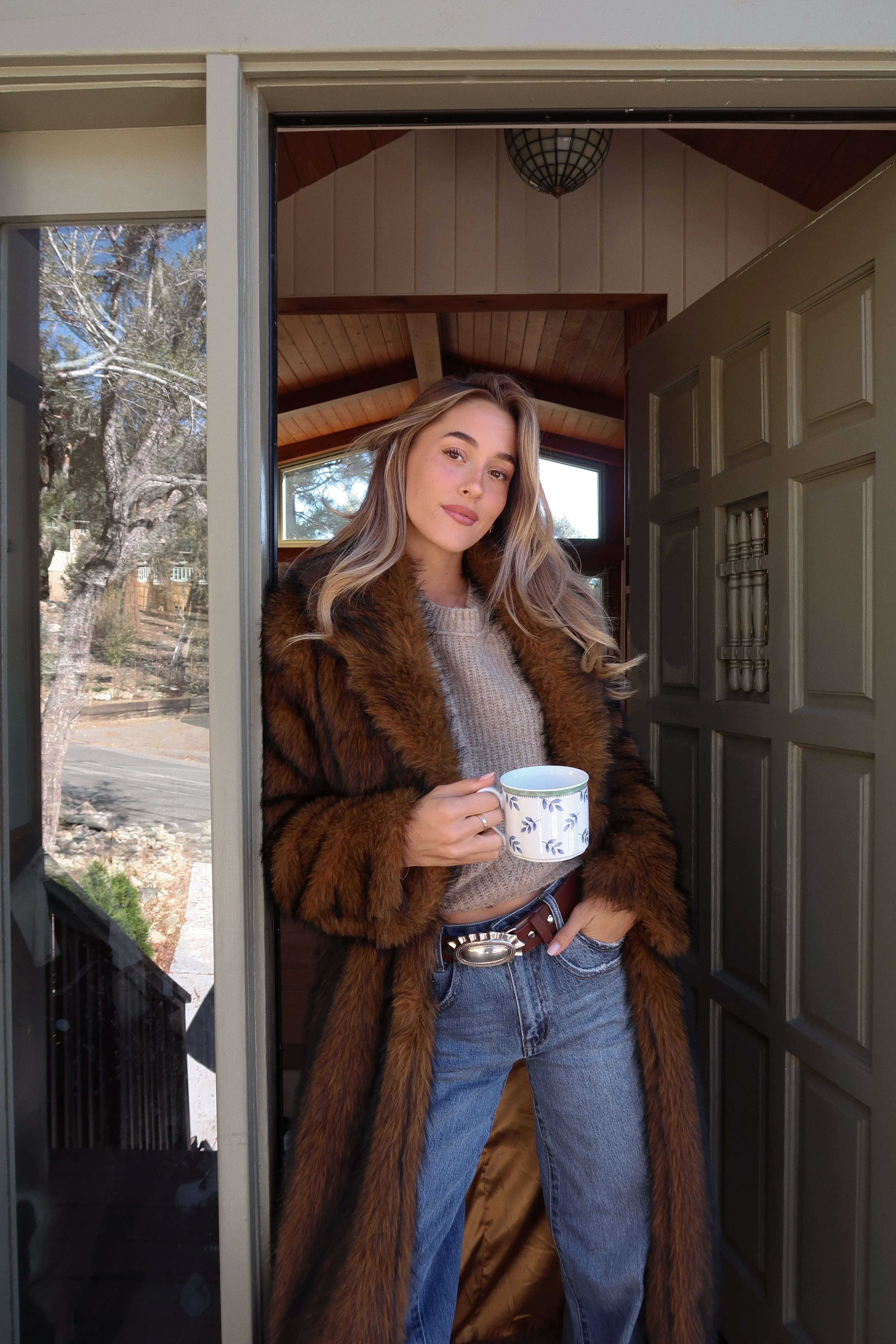 Manhattan Brown Faux Fur Coat sold by 12th Tribe product image thumbnail 4