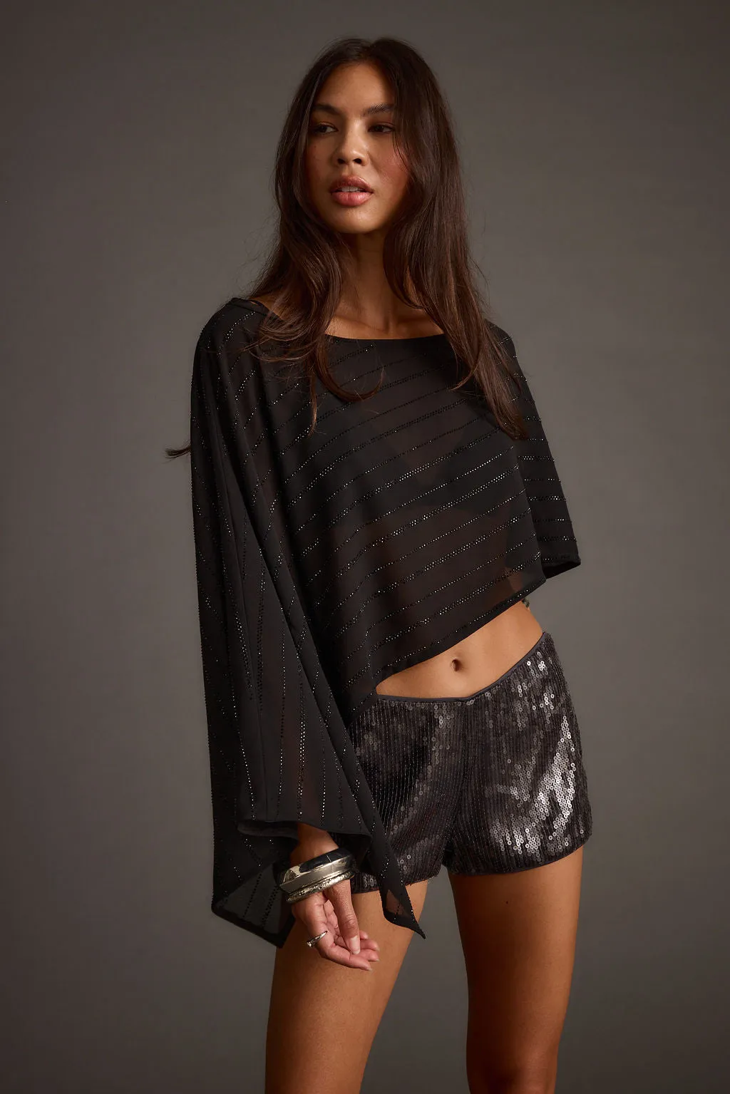 Oasis Black Rhinestone Shawl sold by 12th Tribe product image thumbnail 4